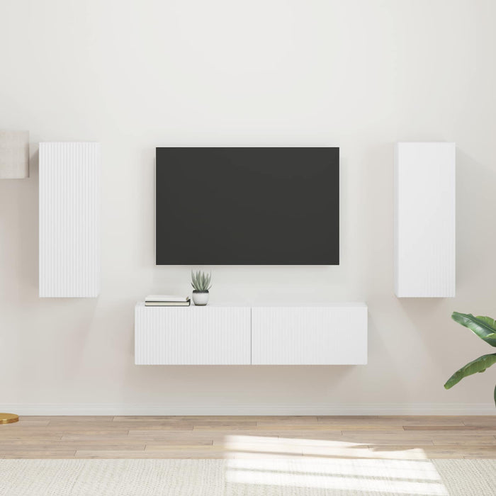 Set comodă TV Pe perete 2 pcs Alb Lemn compozit - WALTI WALTI