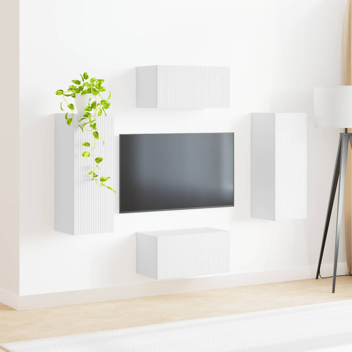 Set comodă TV Pe perete 2 pcs Alb Lemn compozit - WALTI WALTI