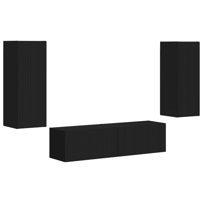 Set comodă TV Pe perete 2 pcs Negru Lemn compozit - WALTI WALTI