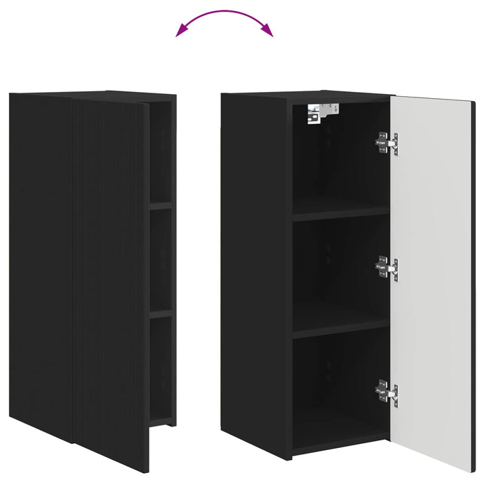 Set comodă TV Pe perete 2 pcs Negru Lemn compozit - WALTI WALTI