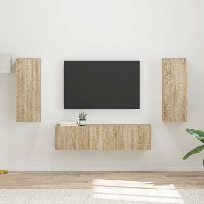 Set comodă TV Pe perete 2 pcs Stejar Sonoma Lemn compozit - WALTI WALTI