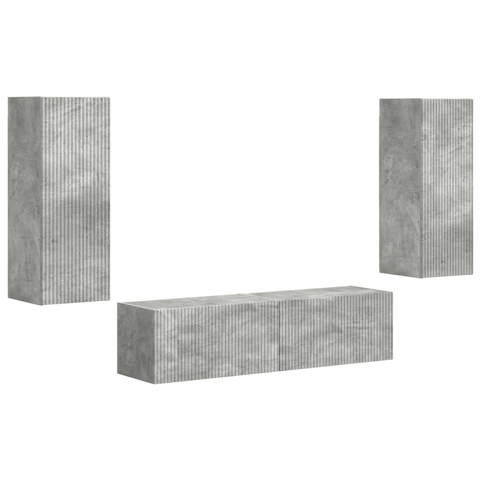 Set comodă TV Pe perete 2 pcs Gri din beton Lemn compozit - WALTI WALTI