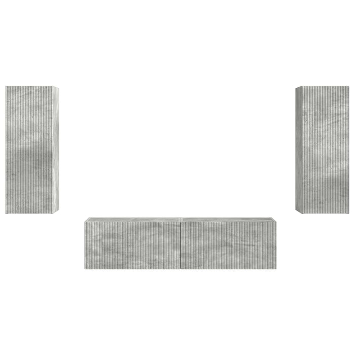 Set comodă TV Pe perete 2 pcs Gri din beton Lemn compozit - WALTI WALTI
