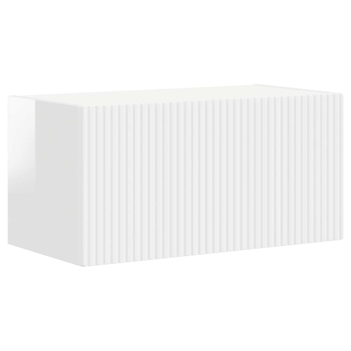 Set comodă TV Pe perete 2 pcs Alb lucios Lemn compozit - WALTI WALTI