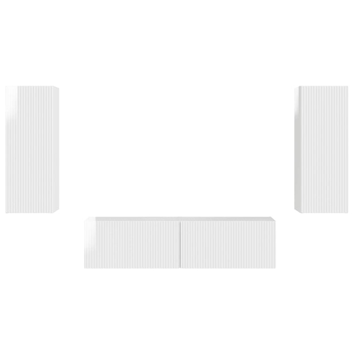Set comodă TV Pe perete 2 pcs Alb lucios Lemn compozit - WALTI WALTI
