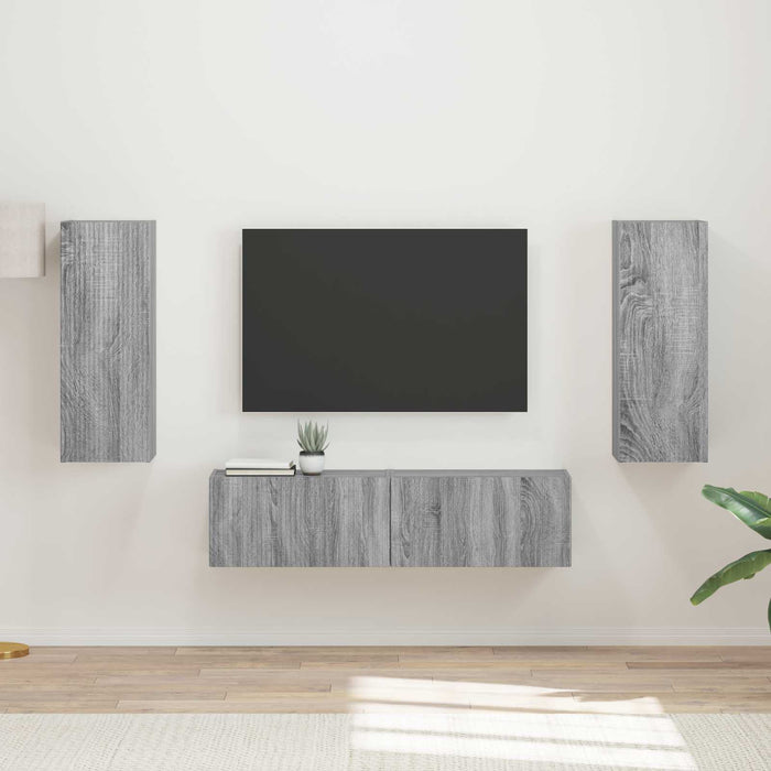 Set comodă TV Pe perete 2 pcs Gri Sonoma Lemn compozit - WALTI WALTI