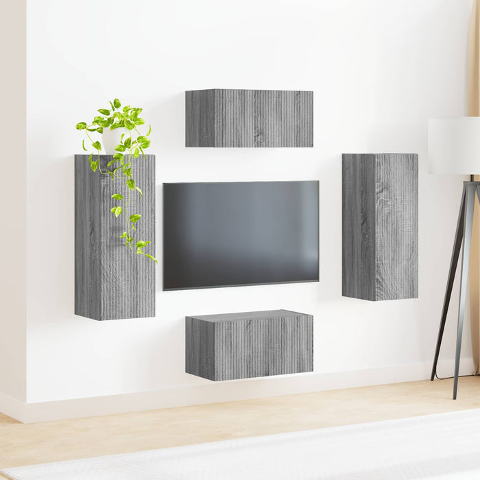 Set comodă TV Pe perete 2 pcs Gri Sonoma Lemn compozit - WALTI WALTI
