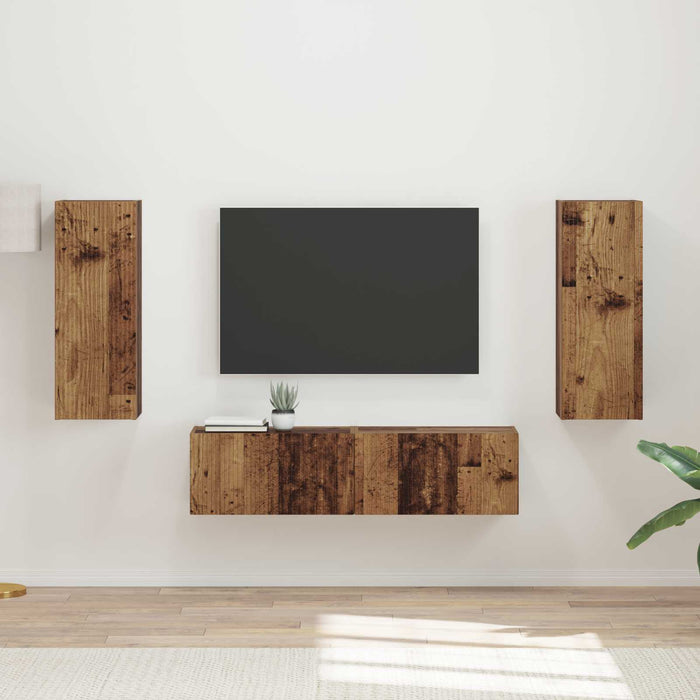 Set comodă TV Pe perete 2 pcs Lemn vechi Lemn compozit - WALTI WALTI