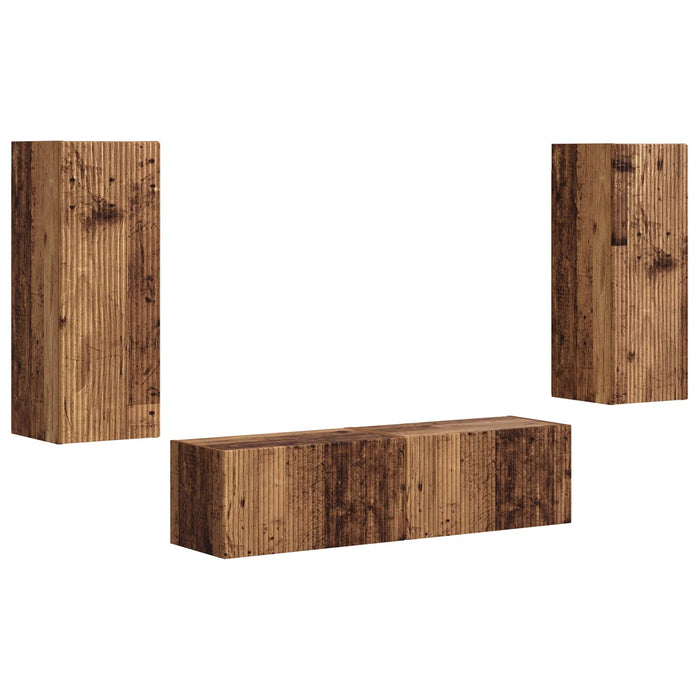 Set comodă TV Pe perete 2 pcs Lemn vechi Lemn compozit - WALTI WALTI