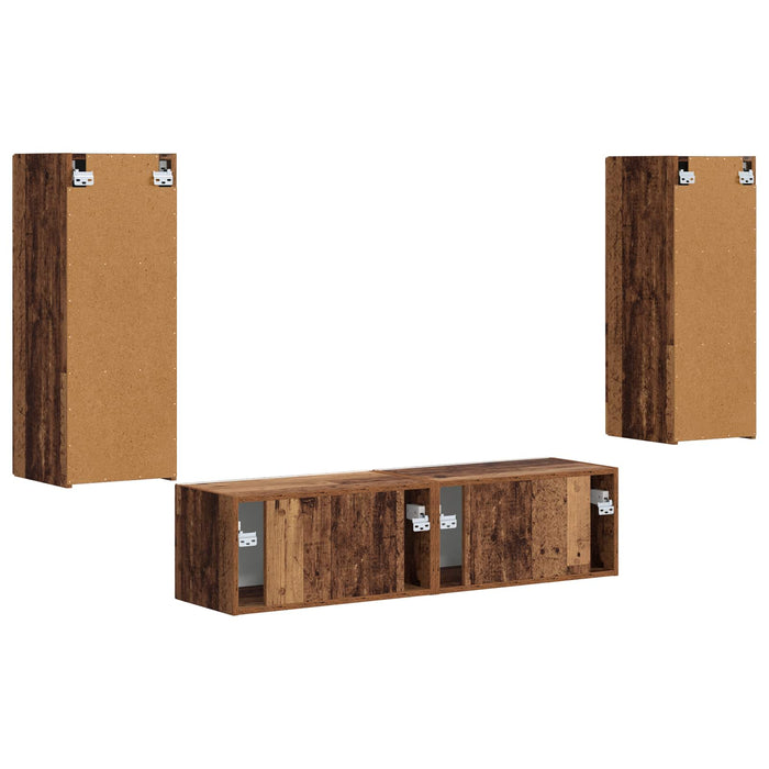 Set comodă TV Pe perete 2 pcs Lemn vechi Lemn compozit - WALTI WALTI