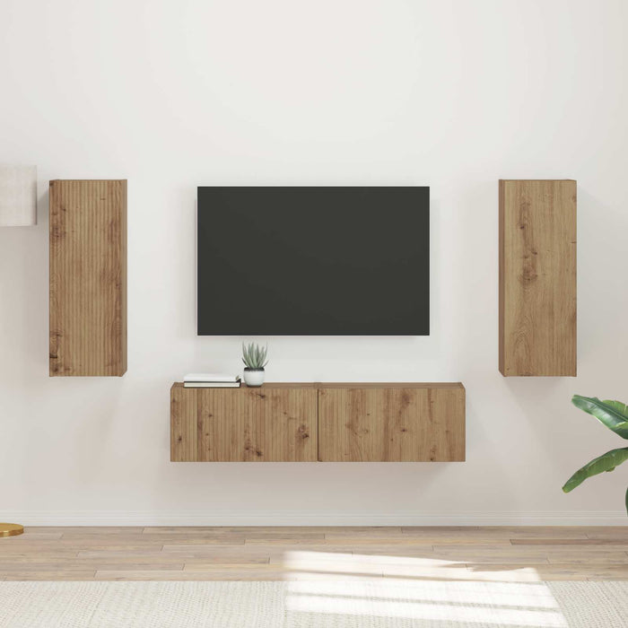 Set comodă TV Pe perete 2 pcs Stejar Artizanal Lemn compozit - WALTI WALTI