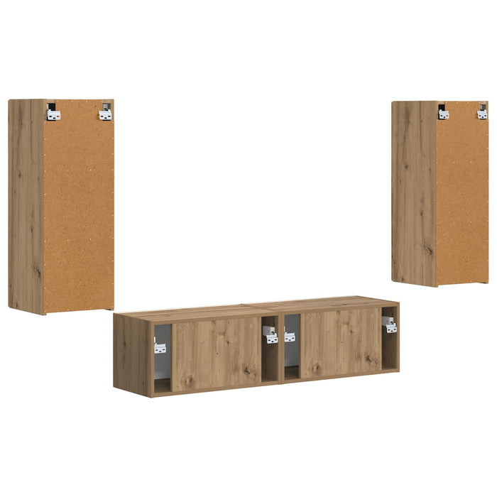 Set comodă TV Pe perete 2 pcs Stejar Artizanal Lemn compozit - WALTI WALTI