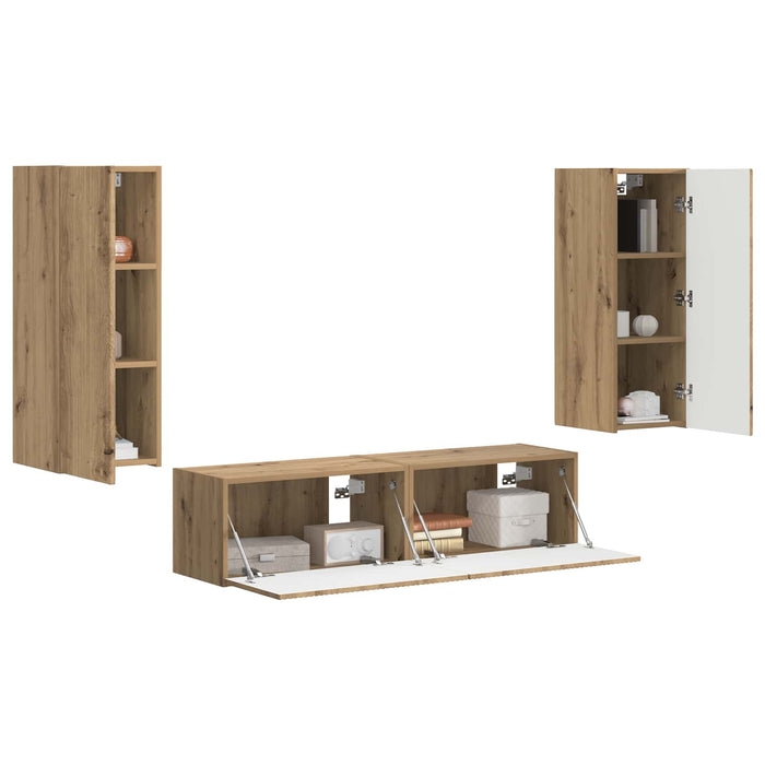 Set comodă TV Pe perete 2 pcs Stejar Artizanal Lemn compozit - WALTI WALTI