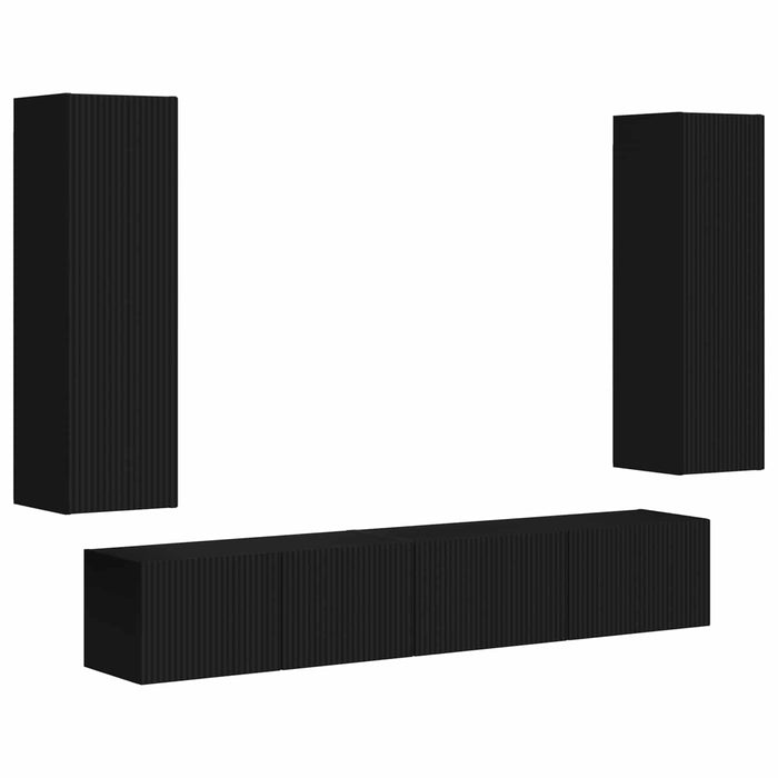 Set comodă TV Pe perete 3 pcs Negru Lemn compozit - WALTI WALTI