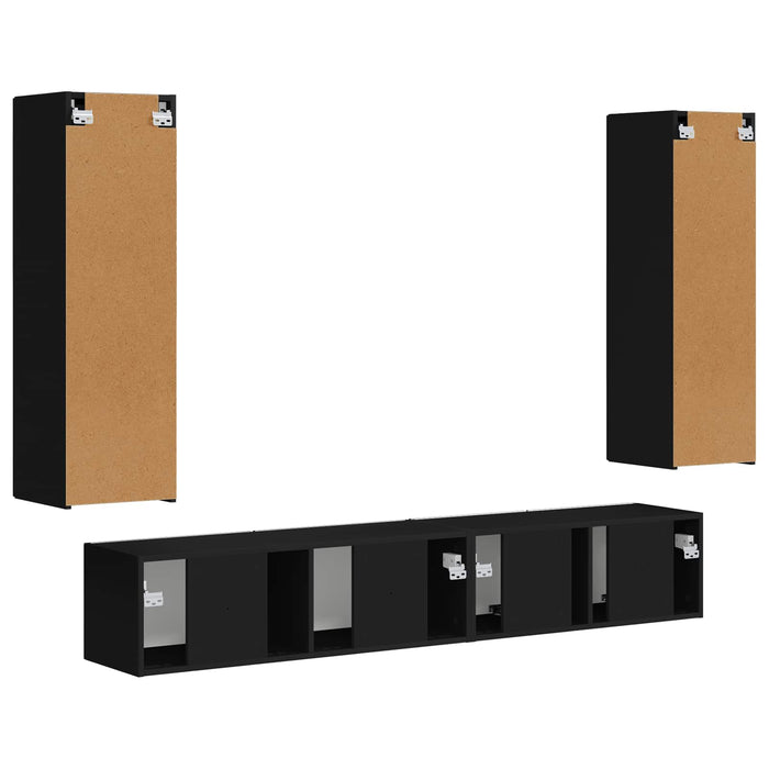 Set comodă TV Pe perete 3 pcs Negru Lemn compozit - WALTI WALTI