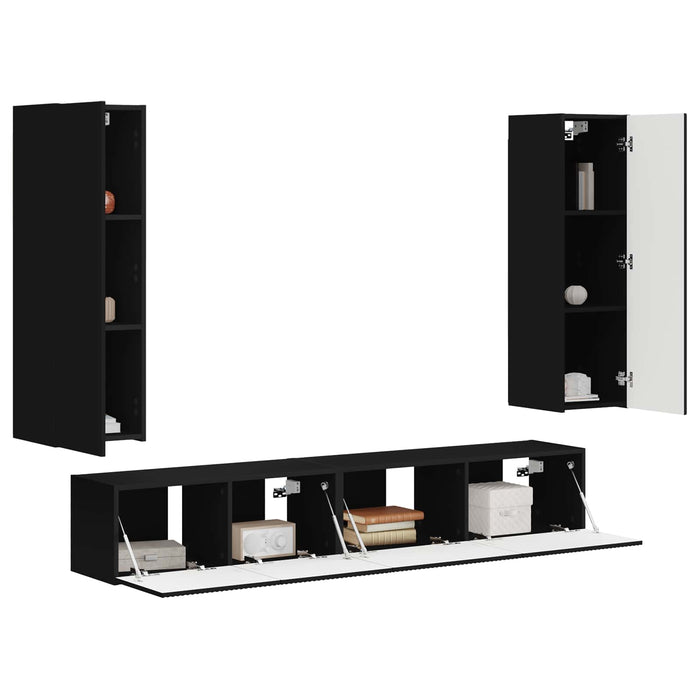 Set comodă TV Pe perete 3 pcs Negru Lemn compozit - WALTI WALTI