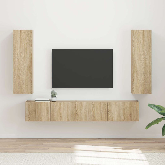 Set comodă TV Pe perete 3 pcs Stejar Sonoma Lemn compozit - WALTI WALTI