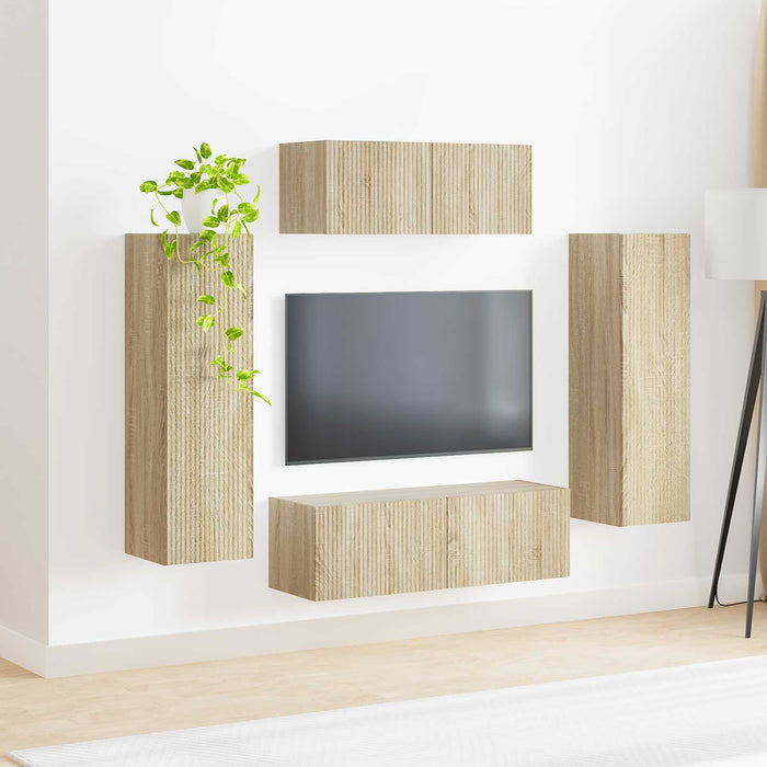 Set comodă TV Pe perete 3 pcs Stejar Sonoma Lemn compozit - WALTI WALTI