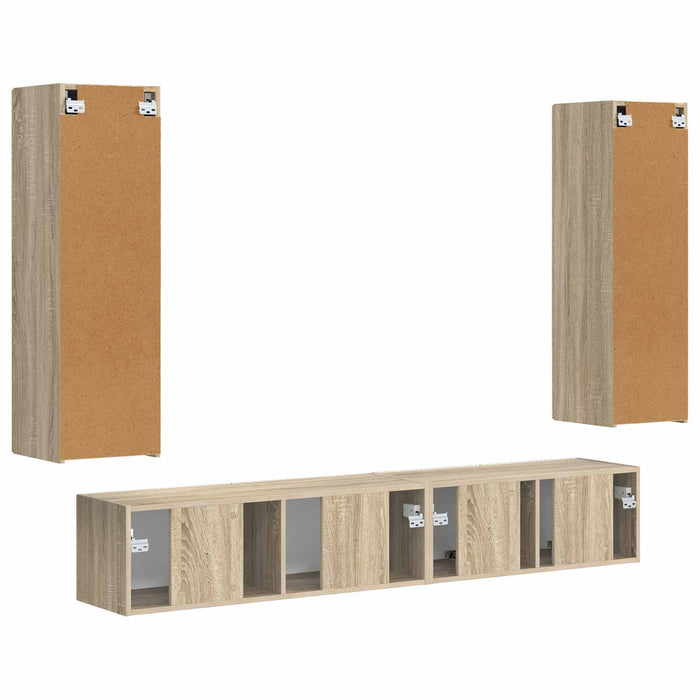 Set comodă TV Pe perete 3 pcs Stejar Sonoma Lemn compozit - WALTI WALTI