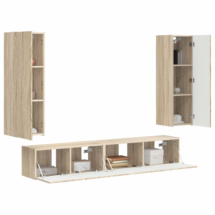 Set comodă TV Pe perete 3 pcs Stejar Sonoma Lemn compozit - WALTI WALTI