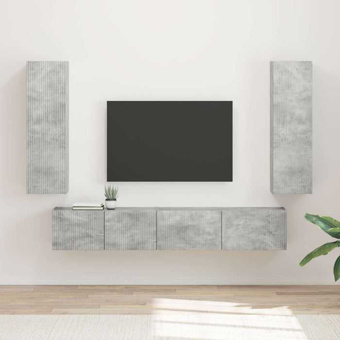 Set comodă TV Pe perete 3 pcs Gri din beton Lemn compozit - WALTI WALTI