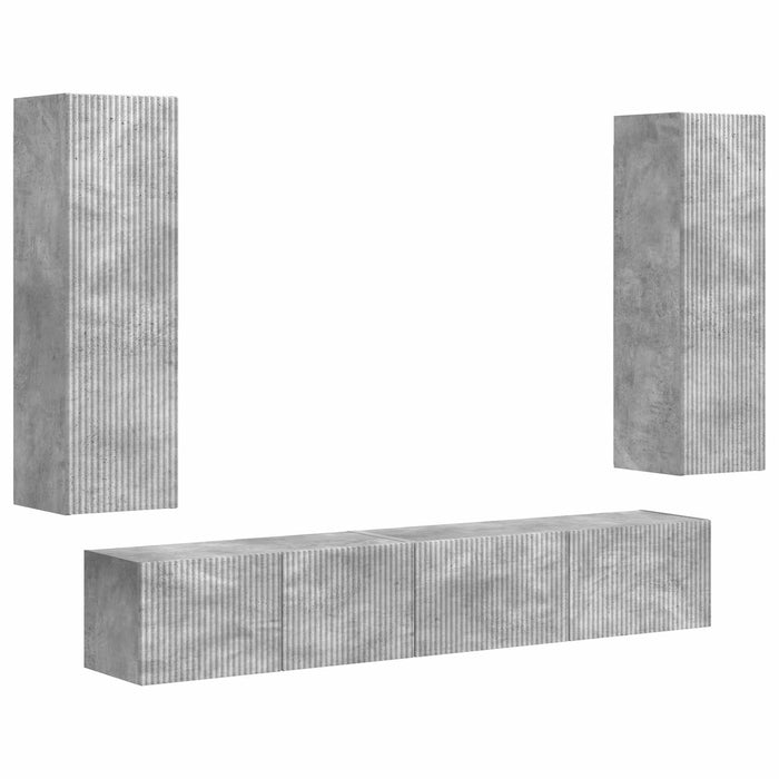 Set comodă TV Pe perete 3 pcs Gri din beton Lemn compozit - WALTI WALTI