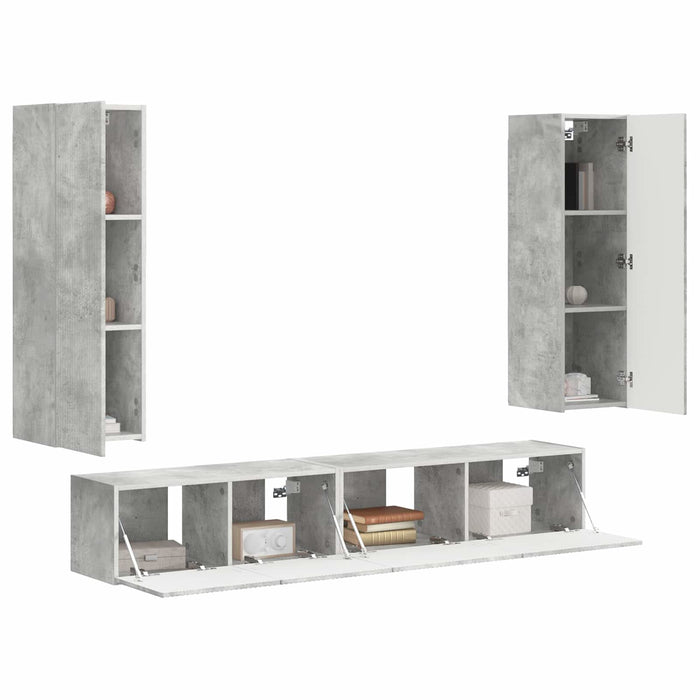 Set comodă TV Pe perete 3 pcs Gri din beton Lemn compozit - WALTI WALTI