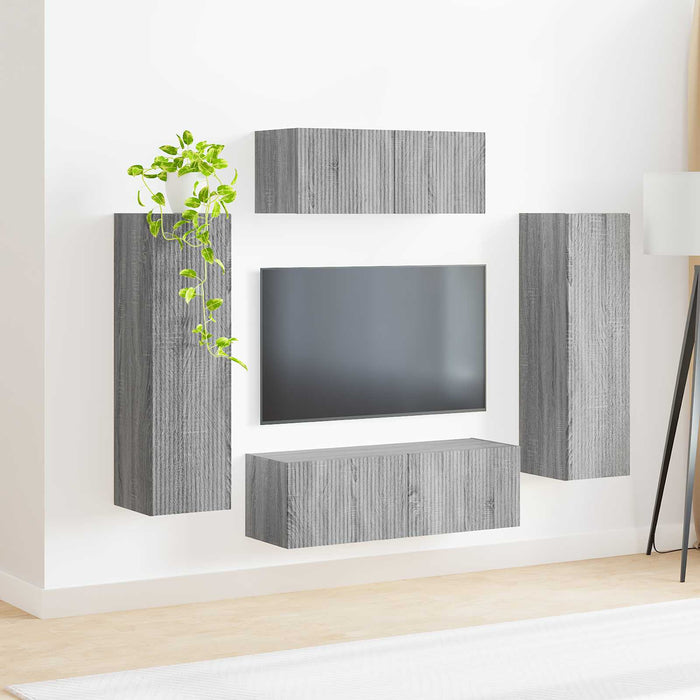 Set comodă TV Pe perete 3 pcs Gri Sonoma Lemn compozit - WALTI WALTI