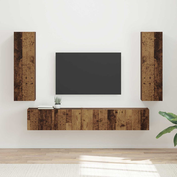 Set comodă TV Pe perete 3 pcs Lemn vechi Lemn compozit - WALTI WALTI