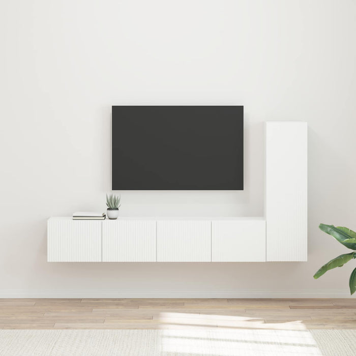 Set comodă TV Pe perete 2 pcs Alb Lemn compozit - WALTI WALTI