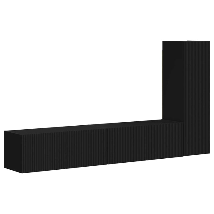 Set comodă TV Pe perete 2 pcs Negru Lemn compozit - WALTI WALTI