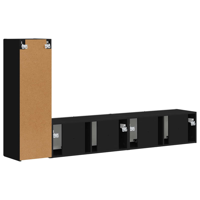 Set comodă TV Pe perete 2 pcs Negru Lemn compozit - WALTI WALTI