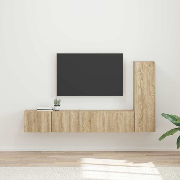 Set comodă TV Pe perete 2 pcs Stejar Sonoma Lemn compozit - WALTI WALTI
