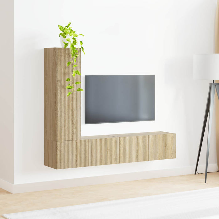 Set comodă TV Pe perete 2 pcs Stejar Sonoma Lemn compozit - WALTI WALTI