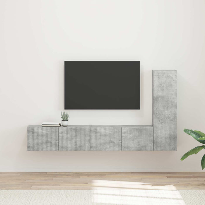 Set comodă TV Pe perete 2 pcs Gri din beton Lemn compozit - WALTI WALTI
