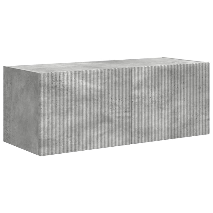 Set comodă TV Pe perete 2 pcs Gri din beton Lemn compozit - WALTI WALTI