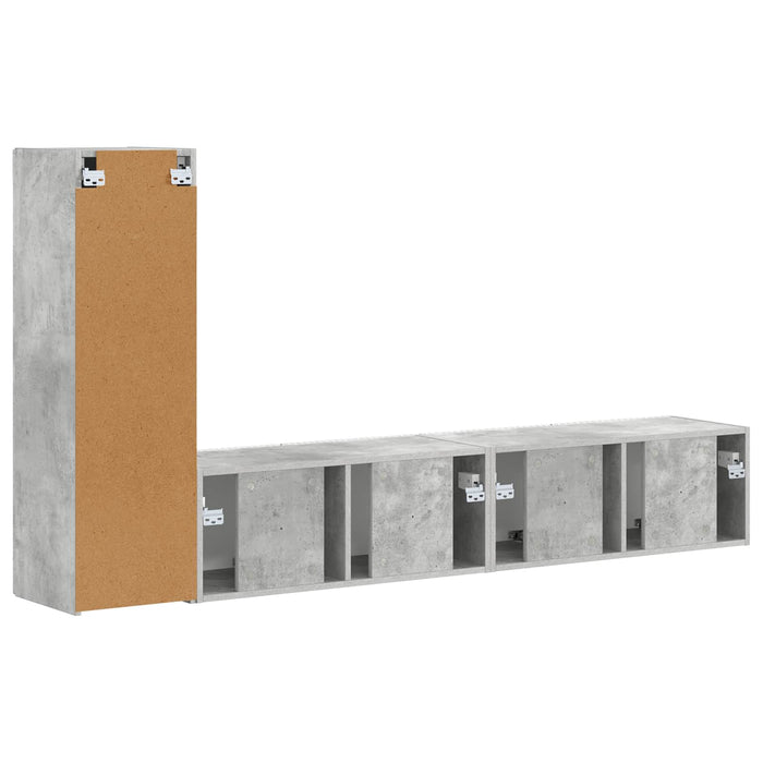 Set comodă TV Pe perete 2 pcs Gri din beton Lemn compozit - WALTI WALTI