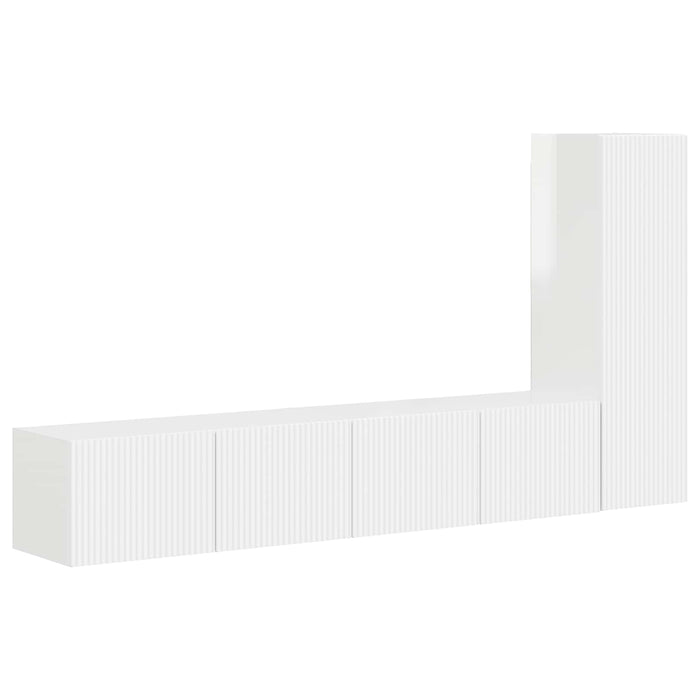 Set comodă TV Pe perete 2 pcs Alb lucios Lemn compozit - WALTI WALTI