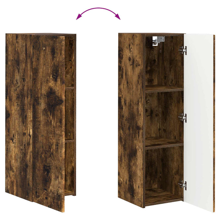 Set comodă TV Pe perete 2 pcs Stejar fumuriu Lemn compozit - WALTI WALTI