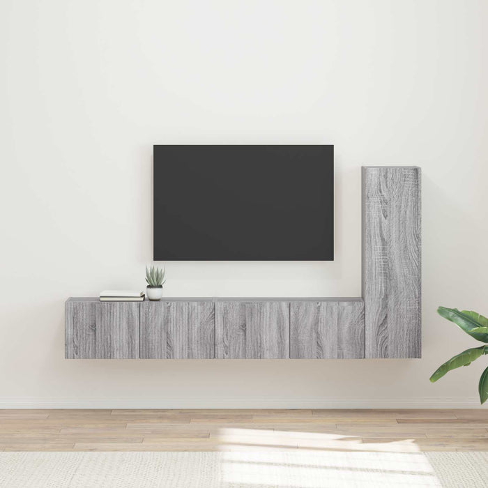 Set comodă TV Pe perete 2 pcs Gri Sonoma Lemn compozit - WALTI WALTI
