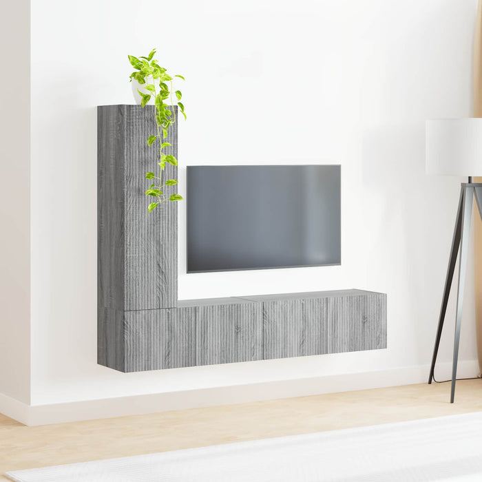 Set comodă TV Pe perete 2 pcs Gri Sonoma Lemn compozit - WALTI WALTI