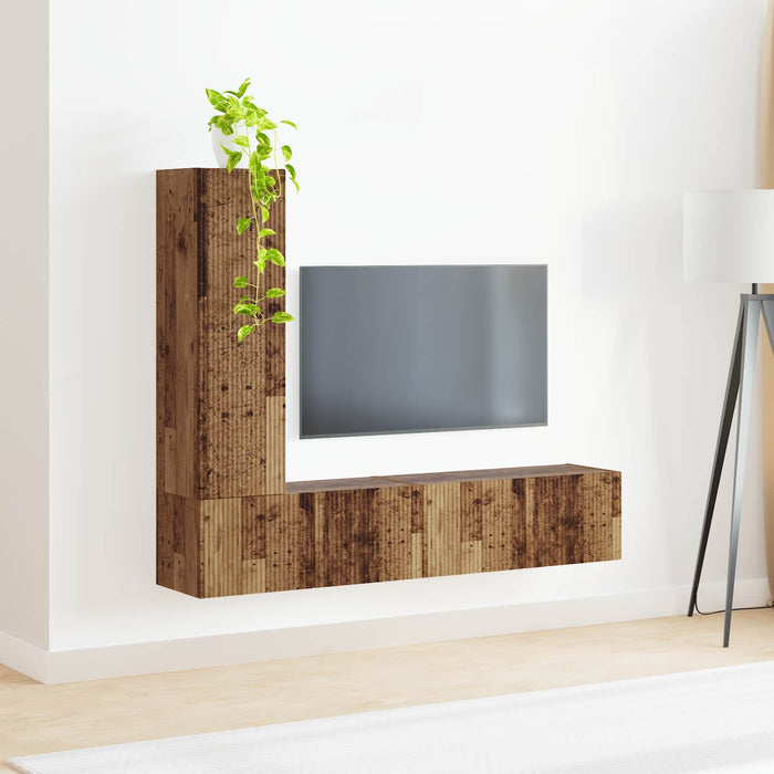 Set comodă TV Pe perete 2 pcs Lemn vechi Lemn compozit - WALTI WALTI