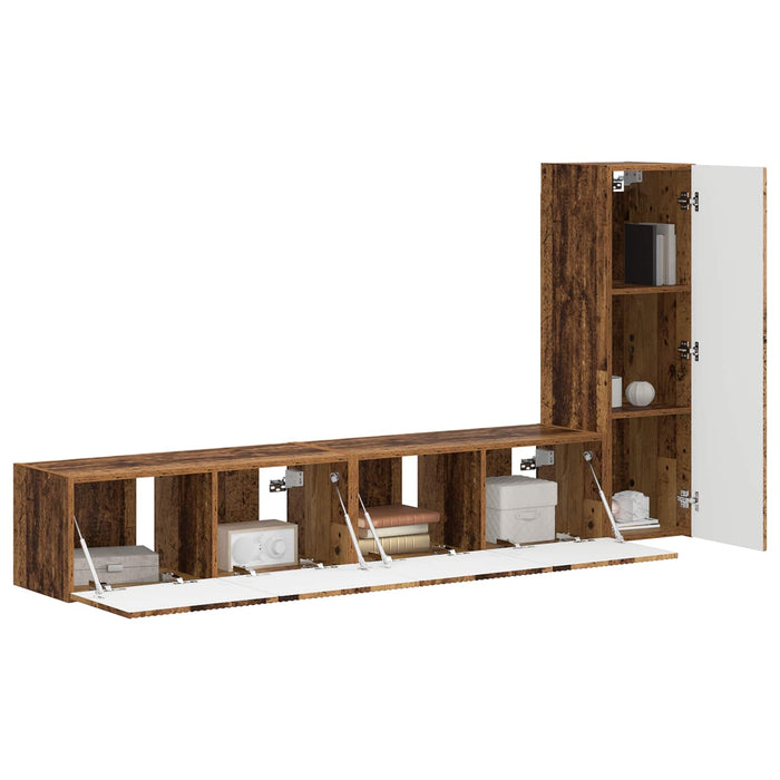 Set comodă TV Pe perete 2 pcs Lemn vechi Lemn compozit - WALTI WALTI