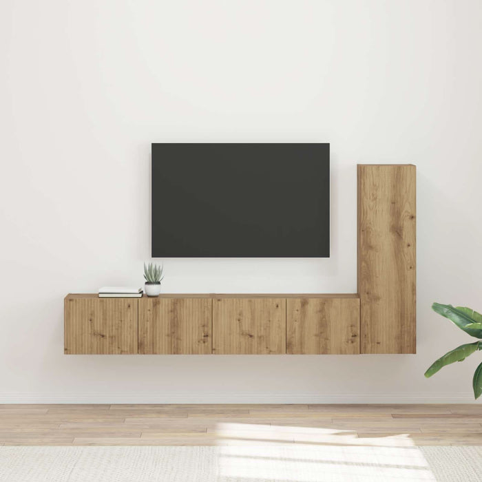 Set comodă TV Pe perete 2 pcs Stejar Artizanal Lemn compozit - WALTI WALTI
