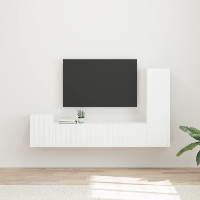 Set comodă TV Pe perete 4 pcs Alb Lemn compozit - WALTI WALTI