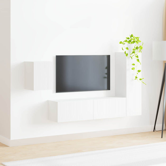 Set comodă TV Pe perete 4 pcs Alb Lemn compozit - WALTI WALTI