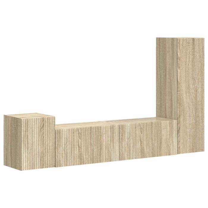 Set comodă TV Pe perete 4 pcs Stejar Sonoma Lemn compozit - WALTI WALTI