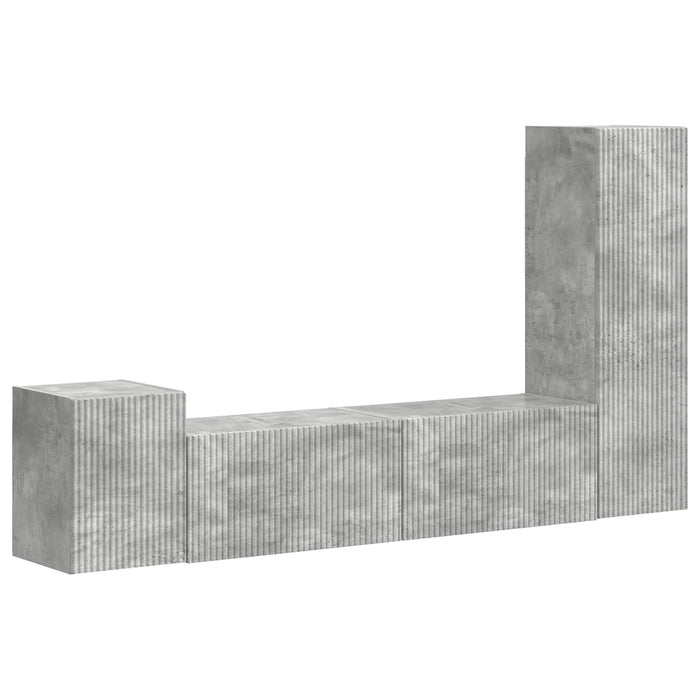 Set comodă TV Pe perete 4 pcs Gri din beton Lemn compozit - WALTI WALTI