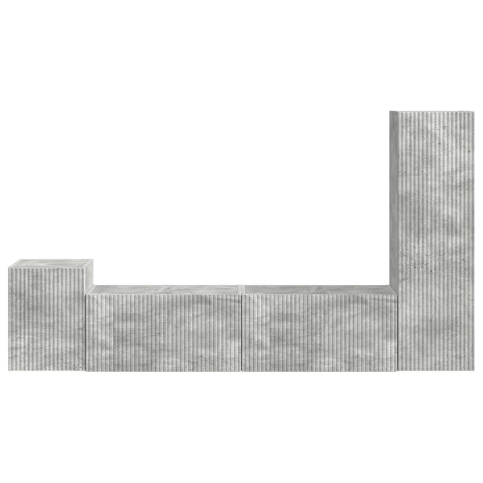 Set comodă TV Pe perete 4 pcs Gri din beton Lemn compozit - WALTI WALTI