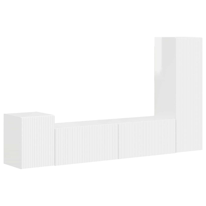 Set comodă TV Pe perete 4 pcs Alb lucios Lemn compozit - WALTI WALTI